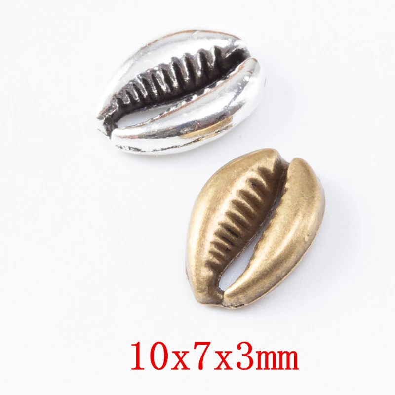 200pcs 10*7mm ZAKKA Grocery Creative Vintage Marine Life Element Small Shell Pendant Handmade DIY, Bronze Popular Necklace Jewel