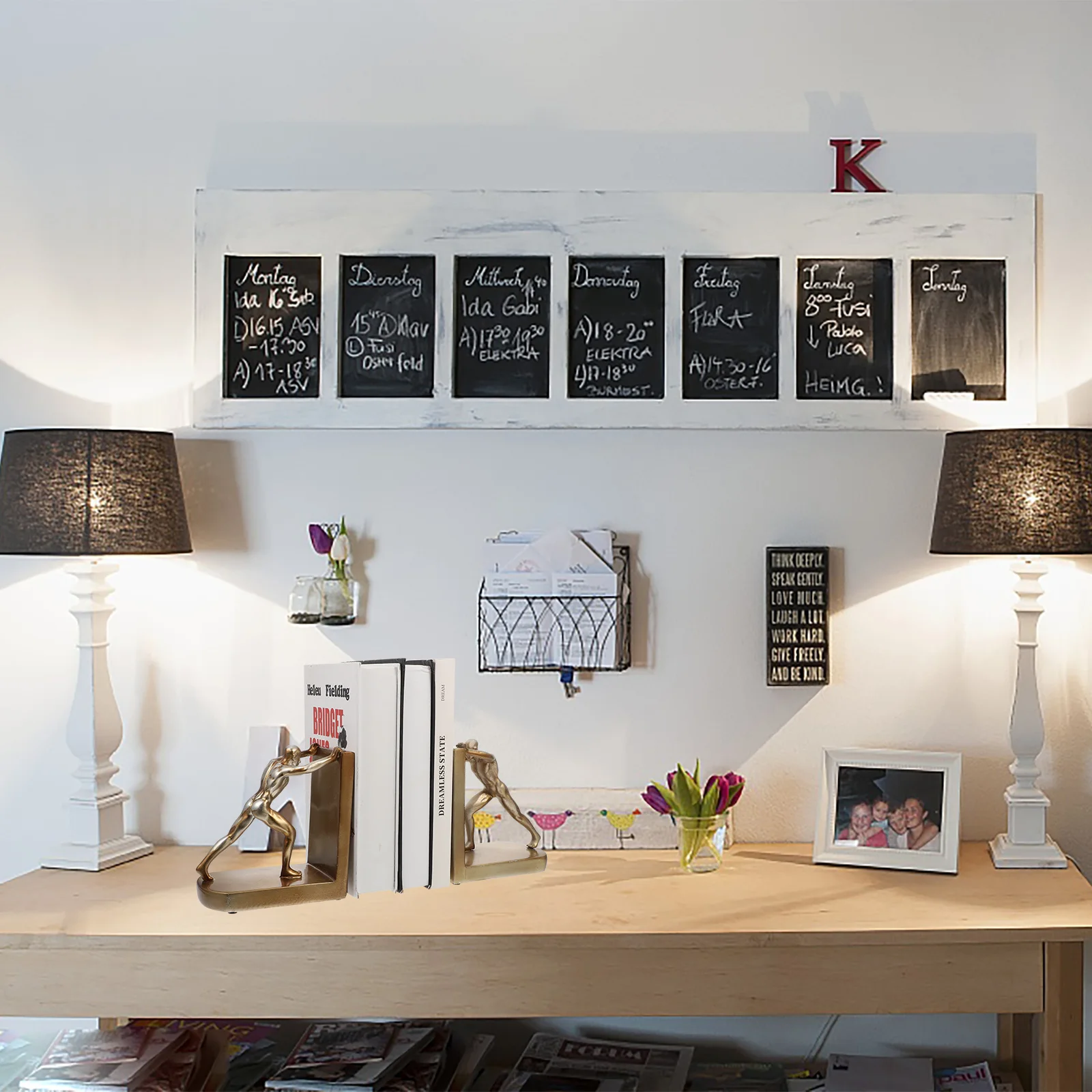 

2Pcs Strongman Resin Bookends Decorative Sculptures Home Office Bookshelf Adornments Creative Indoor Decor Housewarming Gift