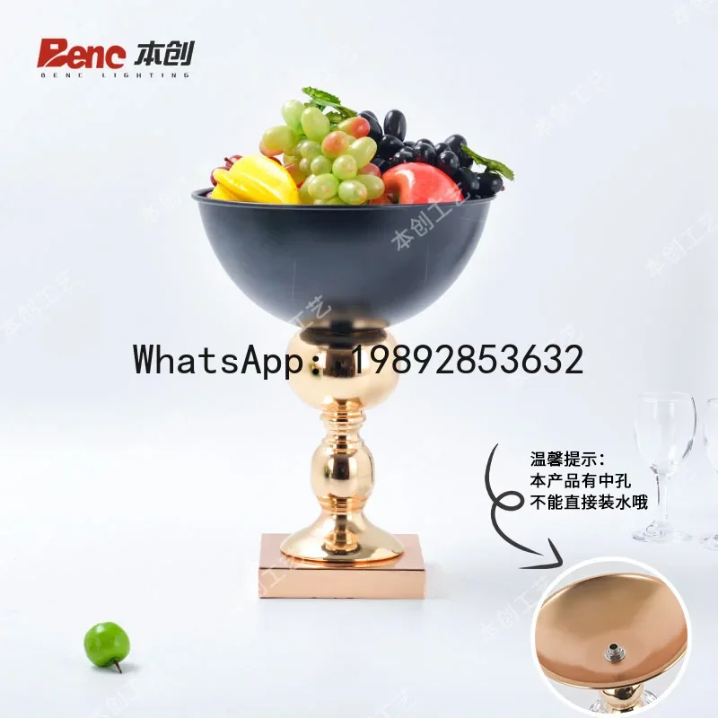 

4-10 hotel front desk table household fruit tray tray European wrought iron metal flower pot wedding main table ornament