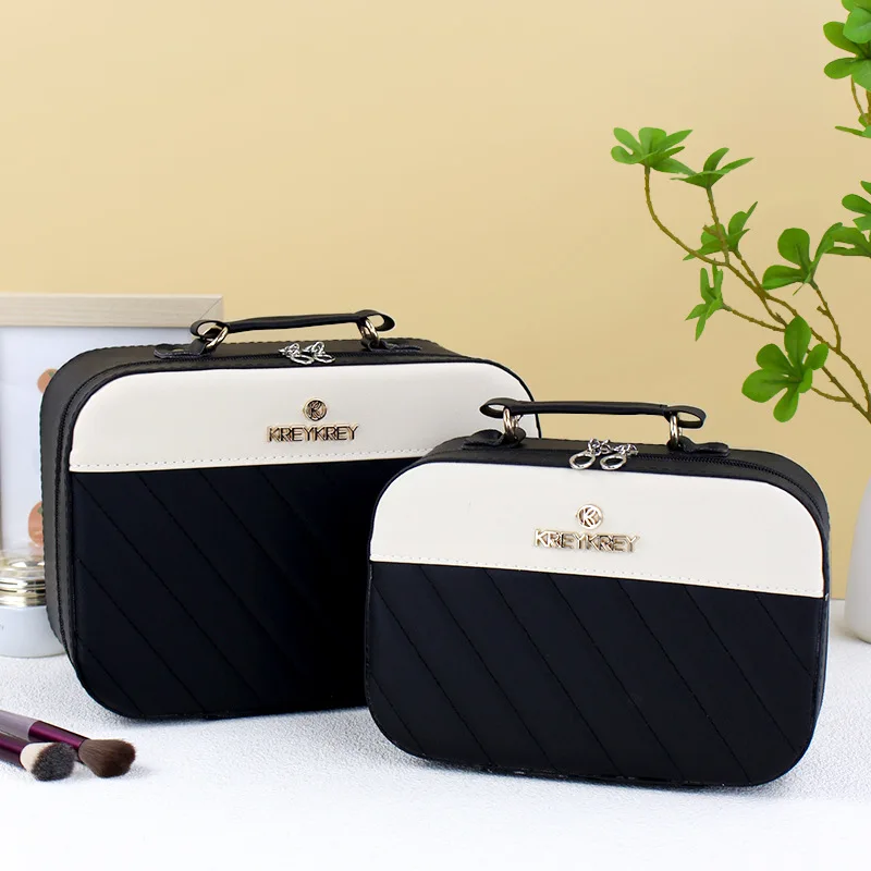Handheld make-updoos met grote capaciteit, lederen draagbare reistoiletartikelen, organisator, waterdichte wasbaden, cosmetische tas, vrouwelijke tassen
