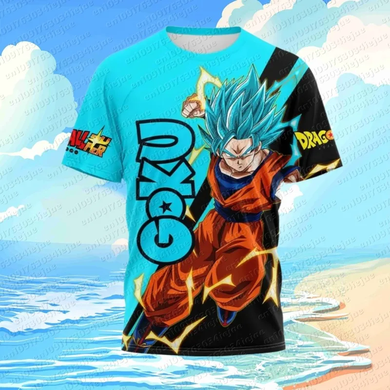 Anime Dragon Ball Son Goku 3D-Druck Kinder T-Shirt Sommer Mode Lässiges T-Shirt Junge Mädchen Unisex Kinderkleidung T-Shirt Tops