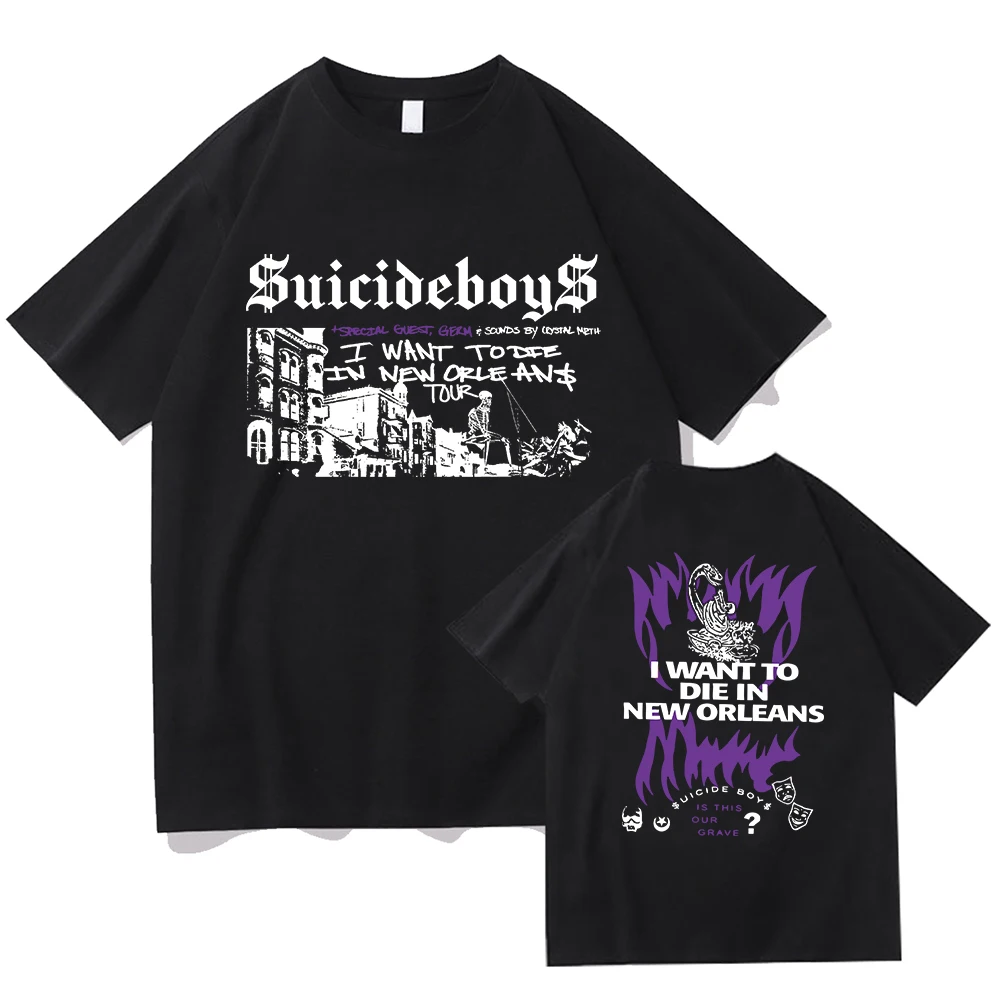 Camiseta de moda de Suicideboys G59 para hombres, camisetas de Hip Hop, ropa de calle Harajuku, Álbum de Música de Nueva York, I Want To Die In