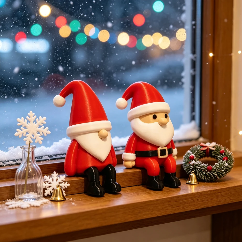 2PCS Christmas Santa Claus Collection Figurines,Sitting Decorations for Shelf Mantel Table Desk Home Office Decor Car Ornament