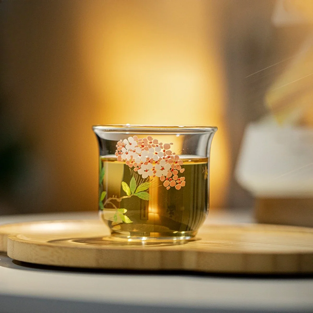 2Pcs 90ML Japanese Hydrangea Glass Teacup KungFu TeaSet High Value High Temperature Resistant Transparent TeaCup Coffeeware Gift