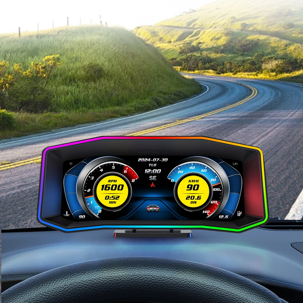 

2025 Newest 6.2 Inches P4 LCD Car Head Display 2+GPS Digital Speedometer Gauge with Multiple Functions for Auto Electronics