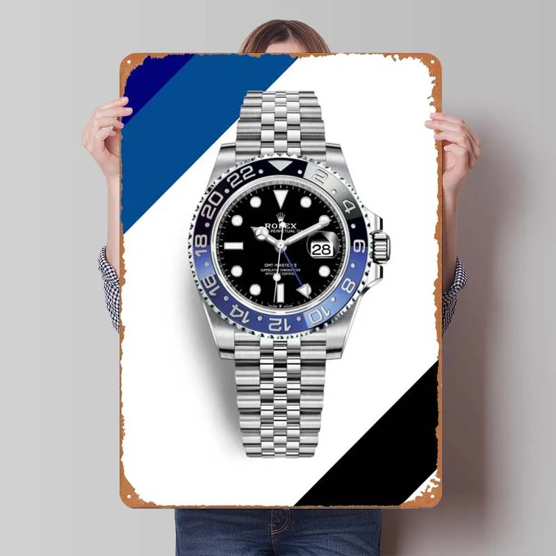 Rolex GMT II Watches Tinplate Sign Poster Metal Sign Plaque for Wall Art Decoration Home Decorators Accessories Art of Murals