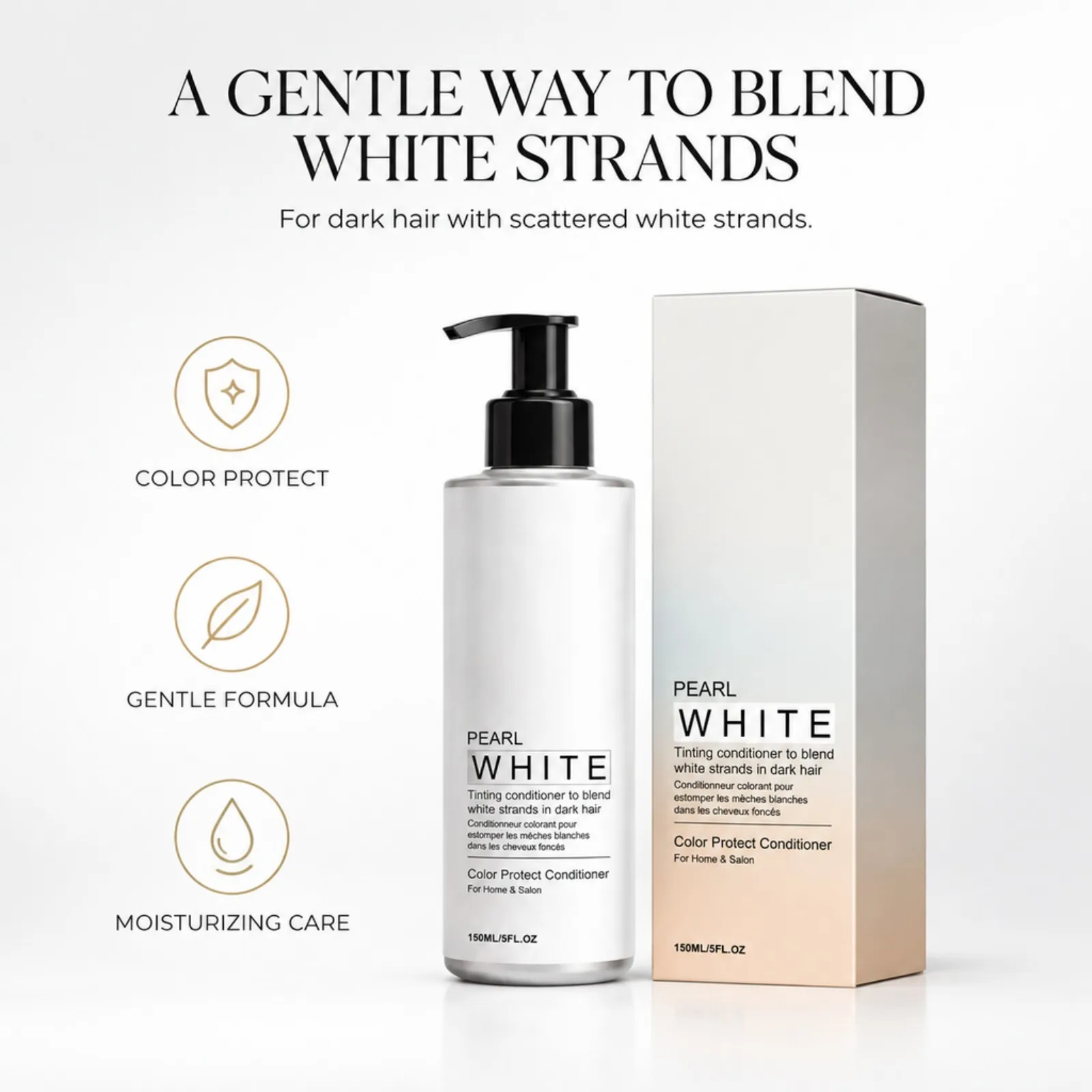 Pearl White Color Protect Conditioner 150ml Ammonia Free Tinting Care for Post Dyeing Hair Soft Smooth Salon at Home Daily Use