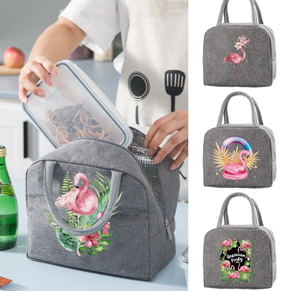 

Thermal Insulated Bag Lunch Box Lunch Bags for Women Portable Fridge Bag Tote Cooler Handbags Flamingo Print Food Bag for Work