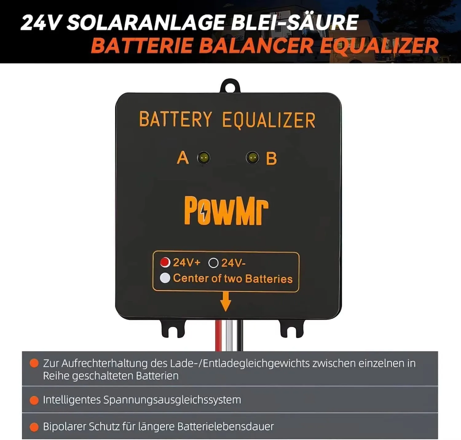 USA Store 24V Battery Equalizer 2.4V-12V Automatic Voltage Balancer Solar Charge Controller for Gel Flood AGM Lead Acid Batteries