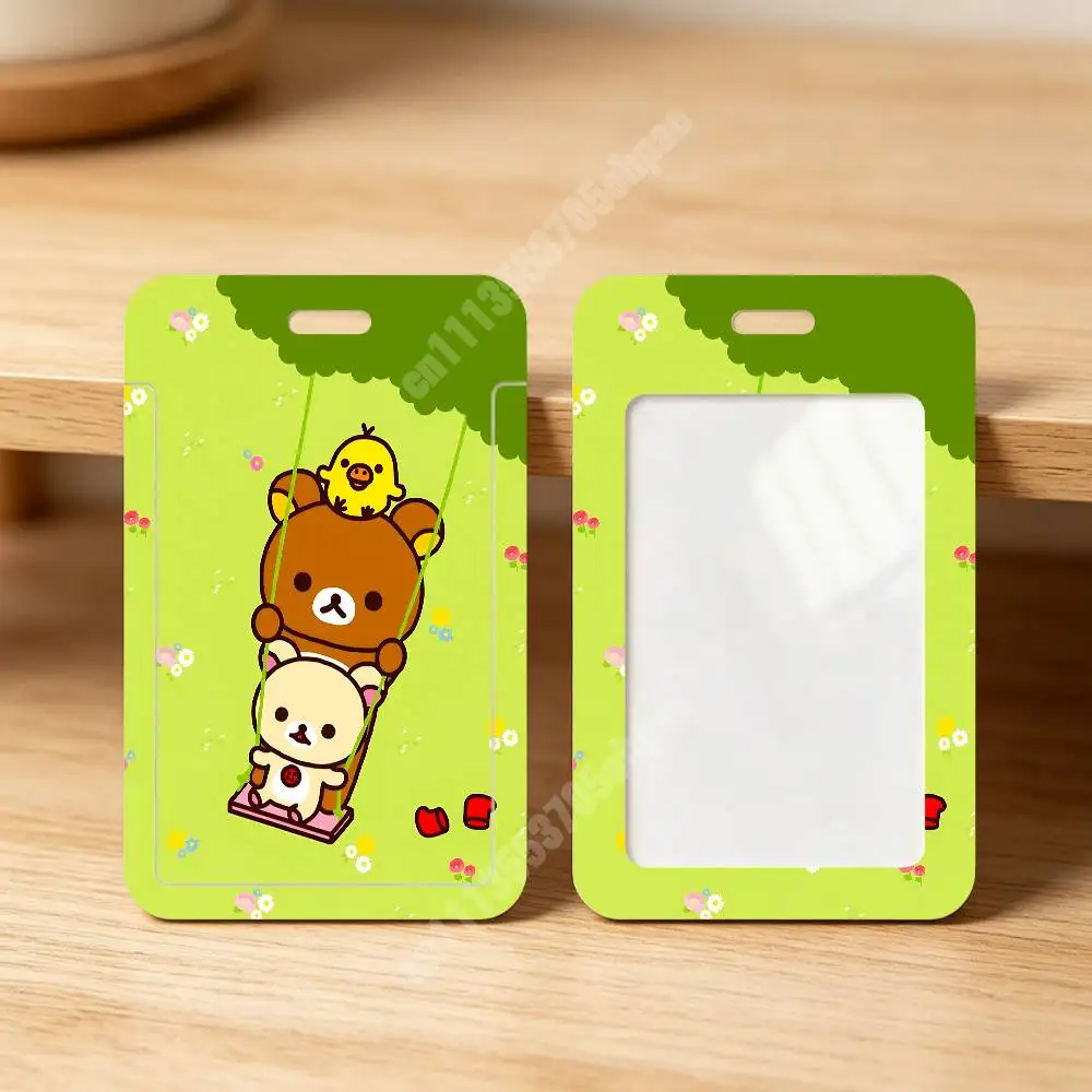Cute R-RilakKuma K-KorilakKuma Plastic Card Holder Staff ID Card Clear Transparent Campus Access Name Tag view 2