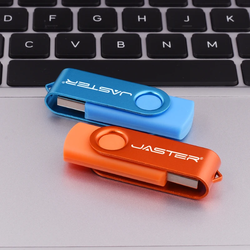 JASTER Free Key Chain USB Flash Drive 128GB Plastic Pen Drive 64GB for Laptop Memory Stick 32GB Rotatable Creative Business Gift