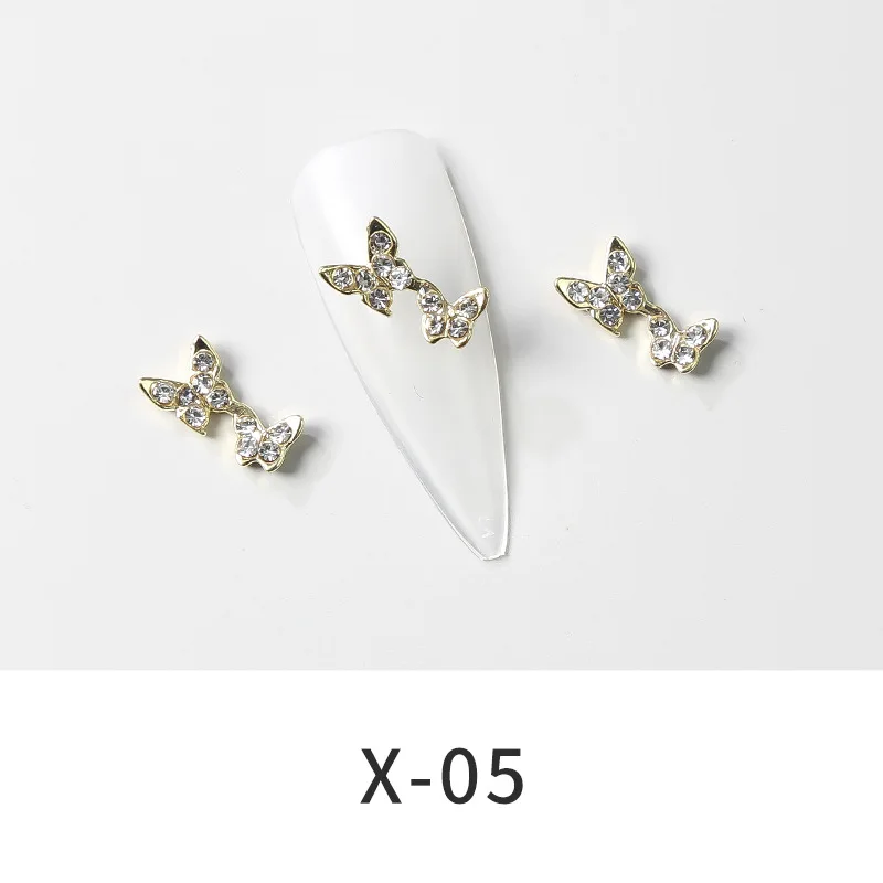 10pcs/lot Alloy High Heel Nail Jewelry Charms 3D Crown Bear Heart Rhinestone Luxury Nails Decorations  Metal Manicure Supplies