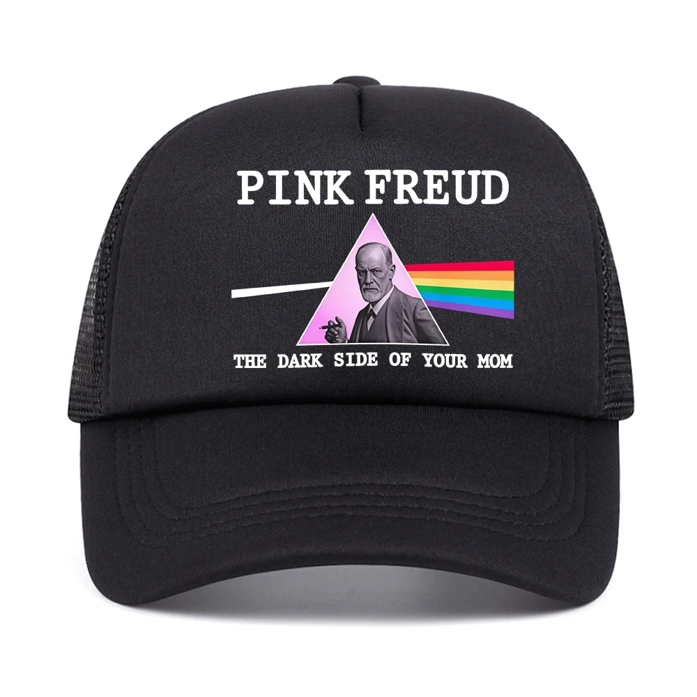 Funny Pink Freud The Dark Side of Your Mom Parody net Baseball Cap Men Women Fashion Retro Casual Style mesh Sunscreen Hat