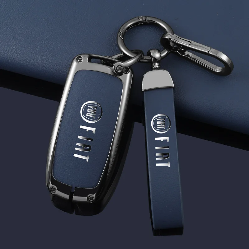 Zinc Alloy Leather Car Smart Remote Key Fob Case Cover Shell Bag For Fiat Freemont Bravo 2 2007 2008 2009 Auto Accessories