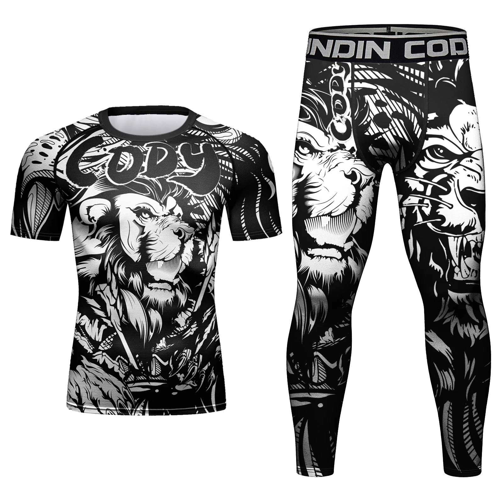 Nowa koszulka MMA Bjj Rashguard + spodnie męskie dres biegowy spodenki Muay Thai koszulki siłownia Bjj Gi bokserskie 4 sztuk/zestawów