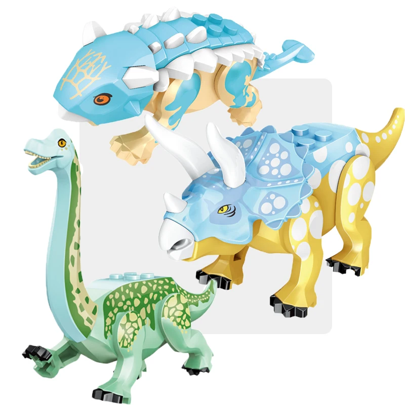 Jurassic World Bright Dinosaurs Velociraptor Triceratops Rex Pterosaur Model Assemble Building Blocks Toys For Children Boy Gift view 5