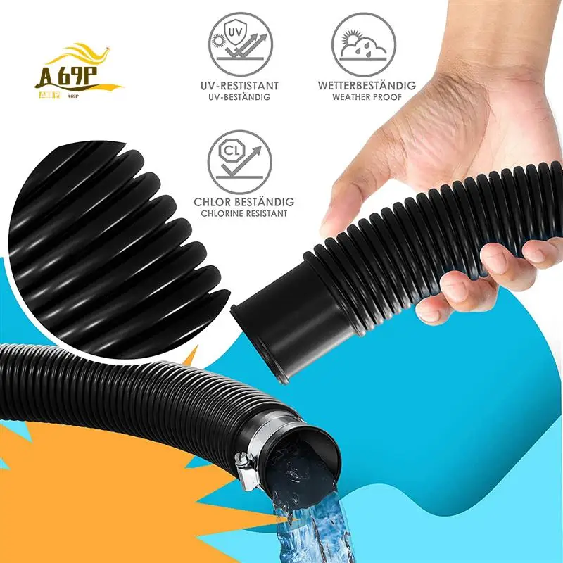 

A69P-6.3M Swimming Pool Hose Diameter 32 Mm With Hose Clamp ,Swimming Replacement Pipe Pool Cleaner Tool