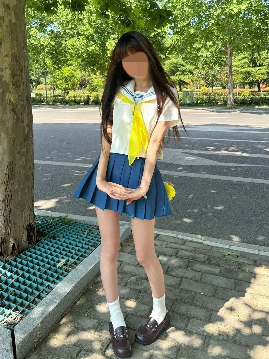 

Blue Three Books Original JK Uniform Midshipman White Summer Set Short Sleeve Shirt School Supply for Teens Fashionable Outfit