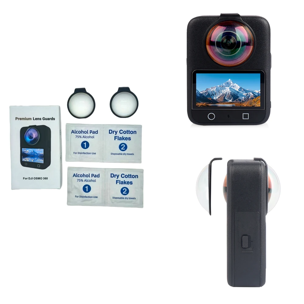 dji-osmo-360用レンズガードプロテクター、レンズキャップケース、傷防止6hガラス保護ミラーゴーグル、取り外し可能な防曇カメラキャップ-​