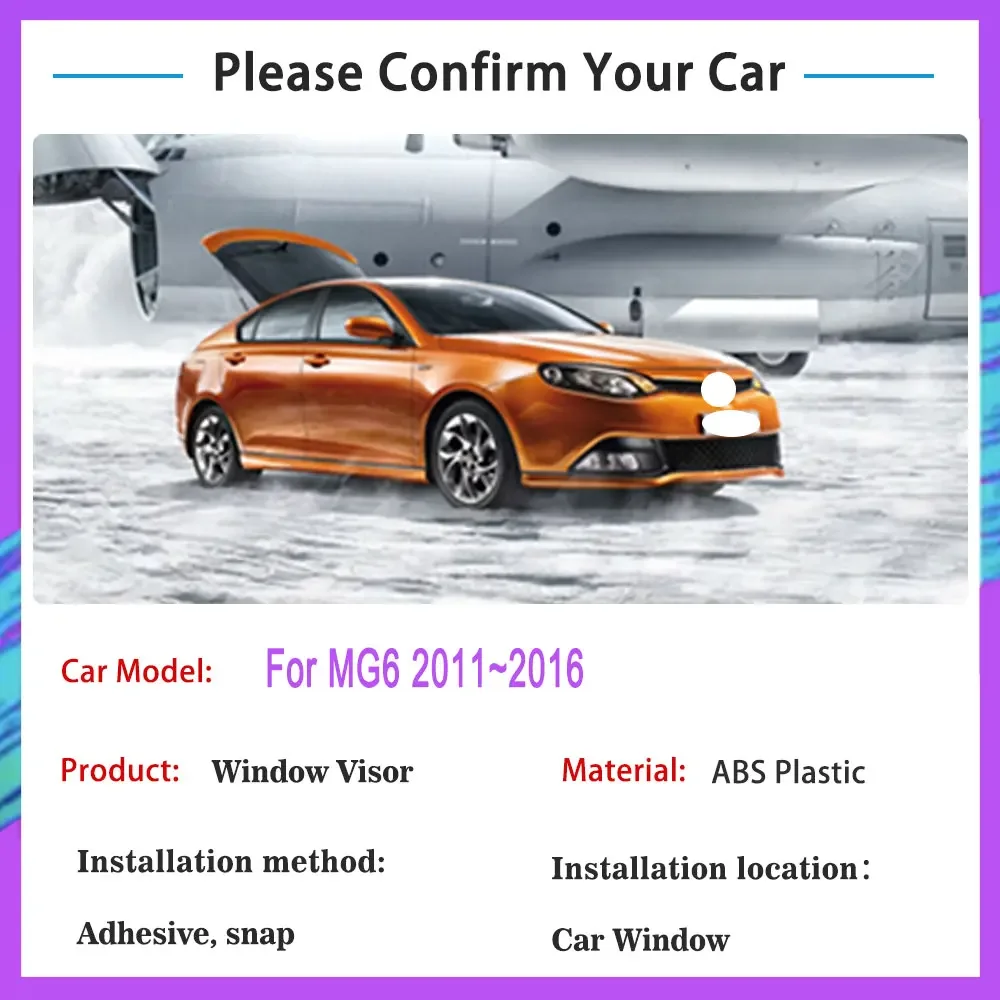 Window Visor For MG6 MG 6 MK1 2011 2012 2013 2014 2015 2016 Side Window Rain Protection Sun Rain Guards Ventilation Accessories