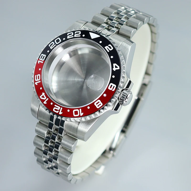 40mm nh35 caso peça de aço inoxidável para nh35 sub nh36 gmt nh34 nh70/miyota8215/2824 caso relógio jubileu pulseira cristal safira
