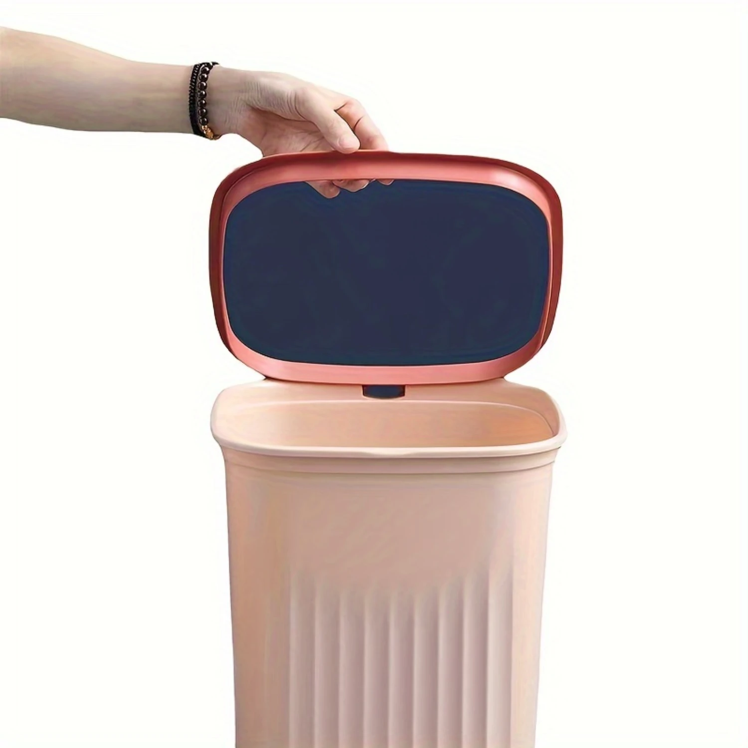 Simple Lidless Trash Can, Creative Pressure Ring Waste Paper Bucket, Garbage Can For  Living Room Bathroom Dorm And Office