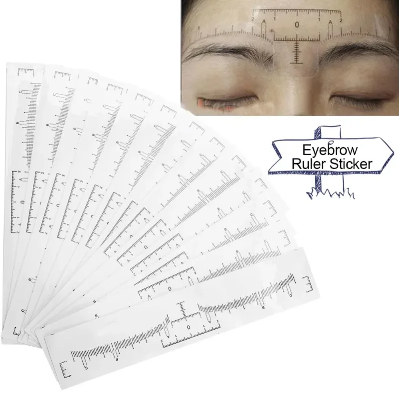 

50Pcs Disposable Eyebrow Ruler Sticker Eyebrow Shaping Tools For Makeup Measurement Professional Stencil Makeup Drawing Template