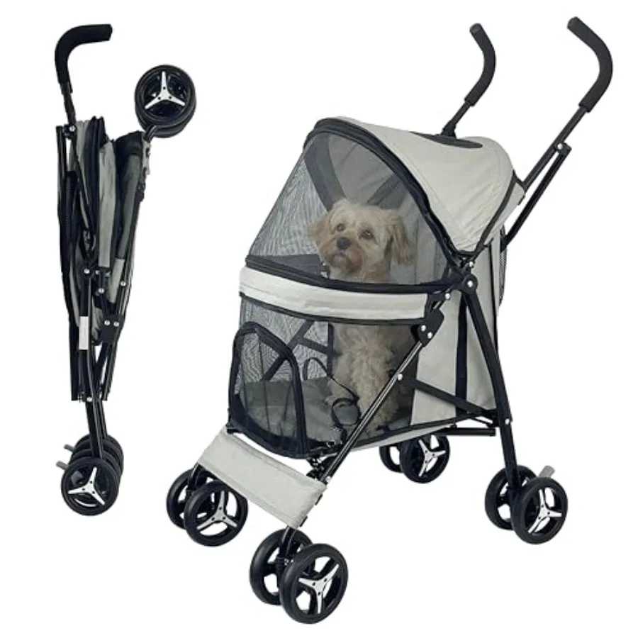 

Umbrella Shaped Lightweight 4 Wheel Dog Stroller for Medium Small Dogs Portable Compact Pet Stroller with Breathable Mesh Perfe