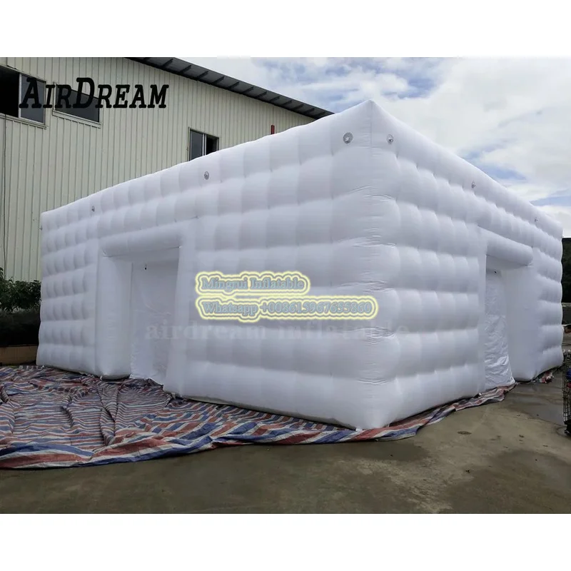 Outdoor Large LED Light White Inflatable Square Night Cube inflatable Party Tent For Carnival Advertising Decoration free ship