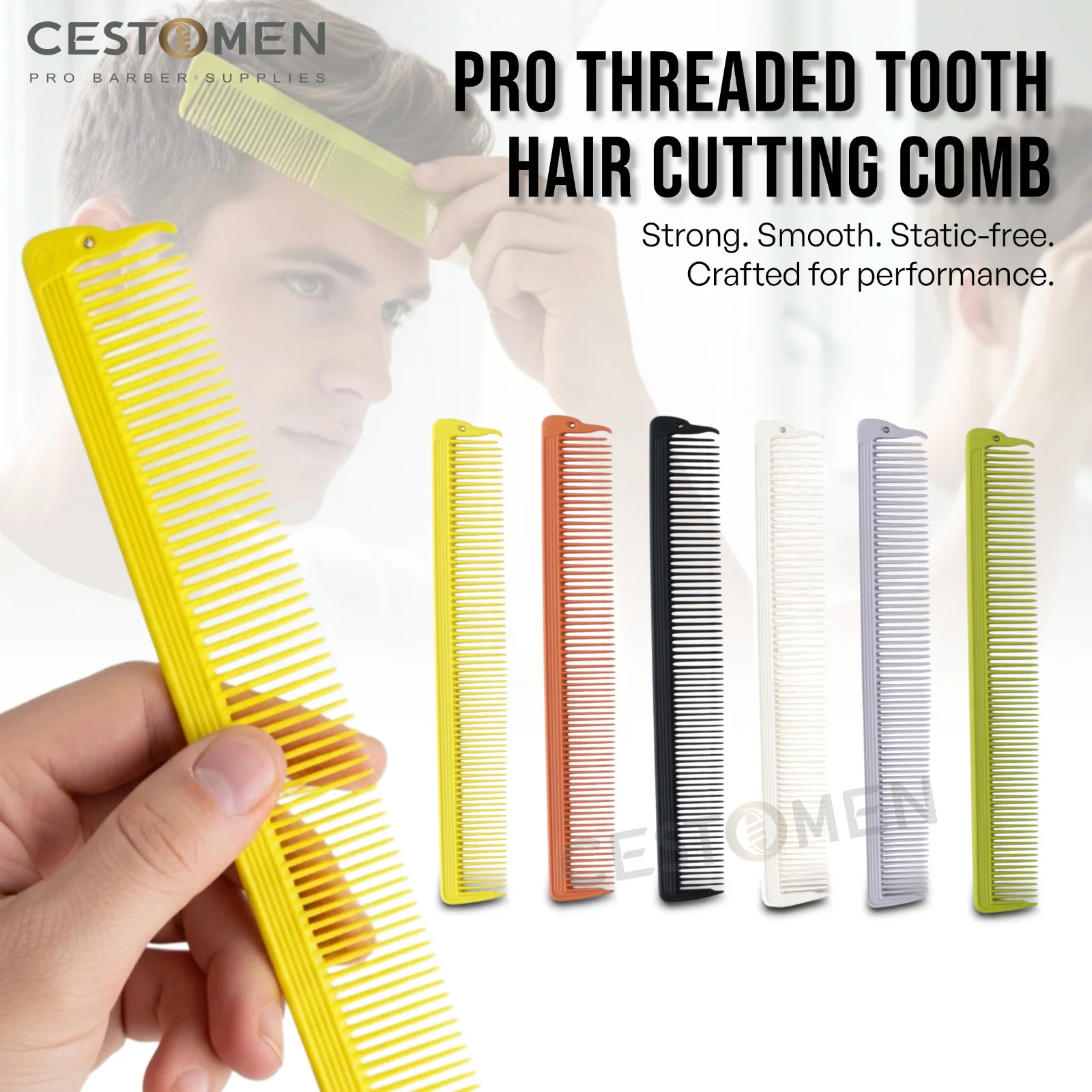 

1Pc NEW Pro Barber Hair Cut Combs Threaded Fine Tooth Anti-static Hairdressing Comb For Women Men Styling Combs In High Quality