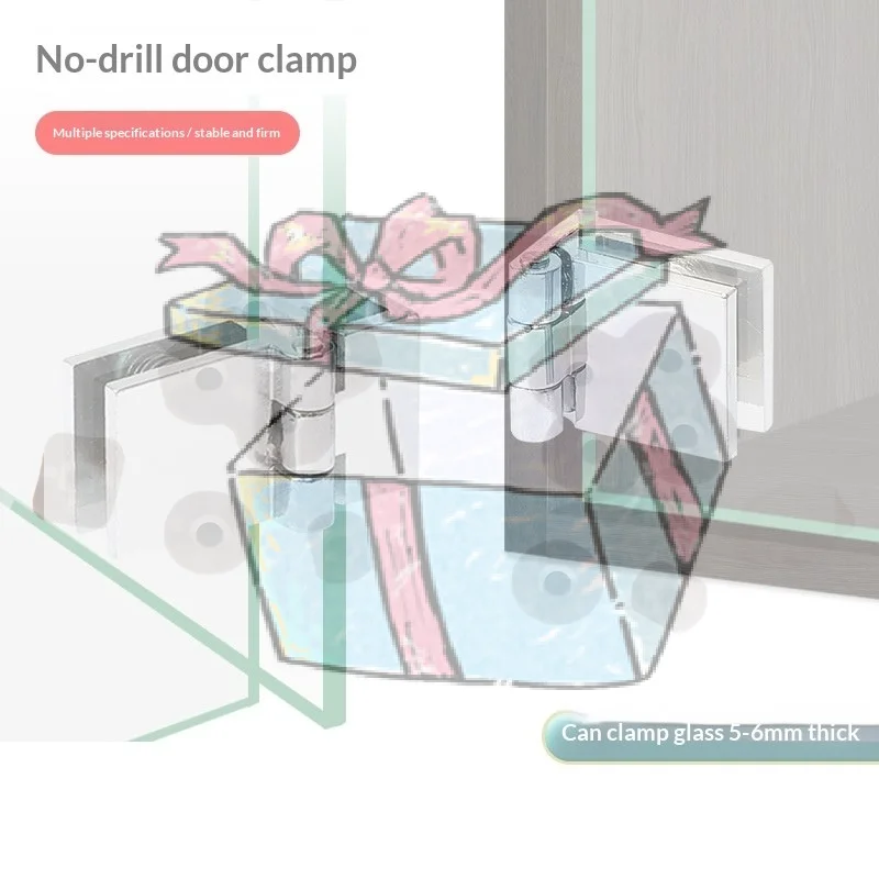 【CCA】Zinc Alloy Glass Door Hinge No Drilling Required Sturdy Structure Perfect For Cabinet Showcase Wine Rack Glass Doors