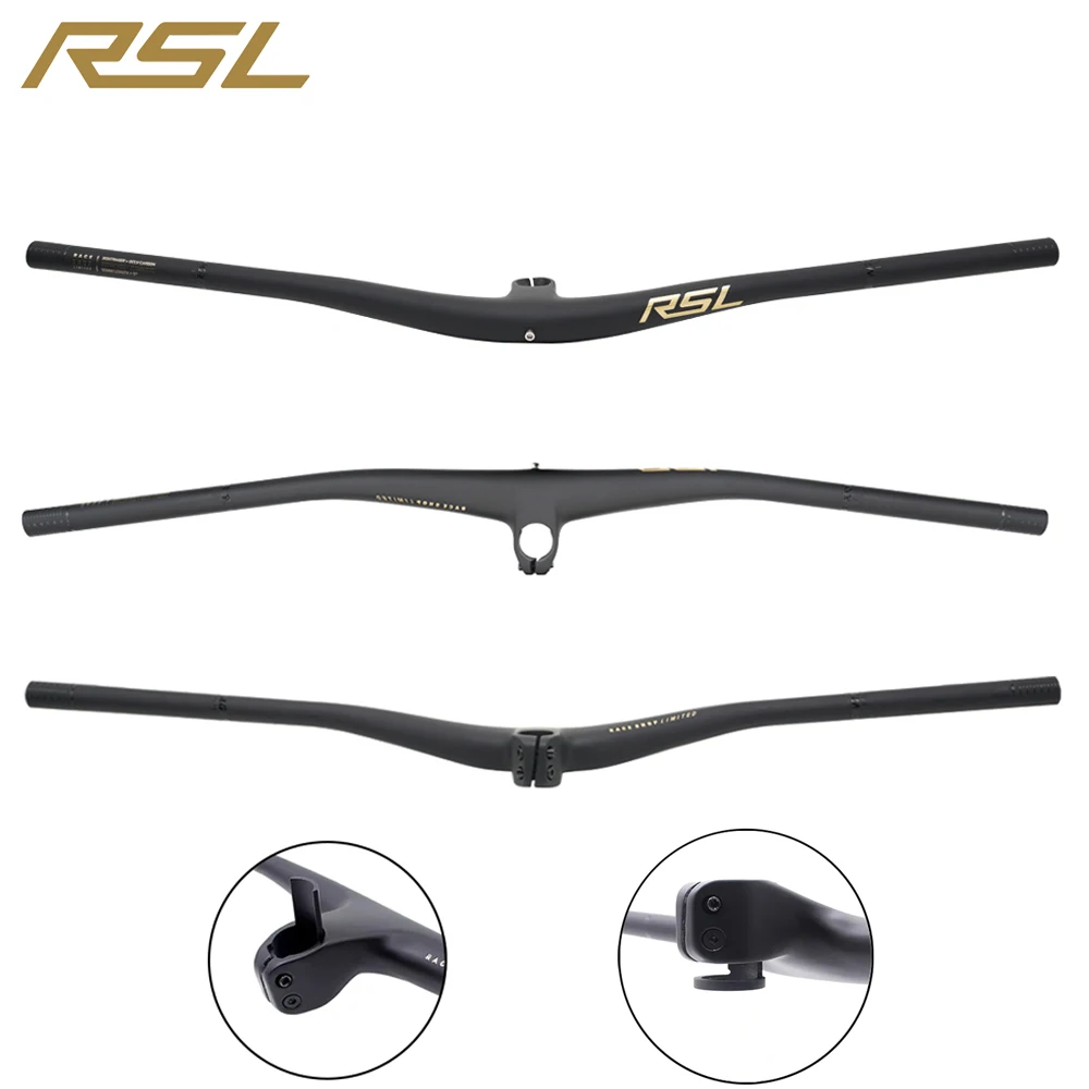 RSL Carbon Integrated MTB Handlebar Stem Combo 28.6mm Clamp 27.5mm Rise 35/45/55mm Stem Gravel Mountain Bike Cockpit