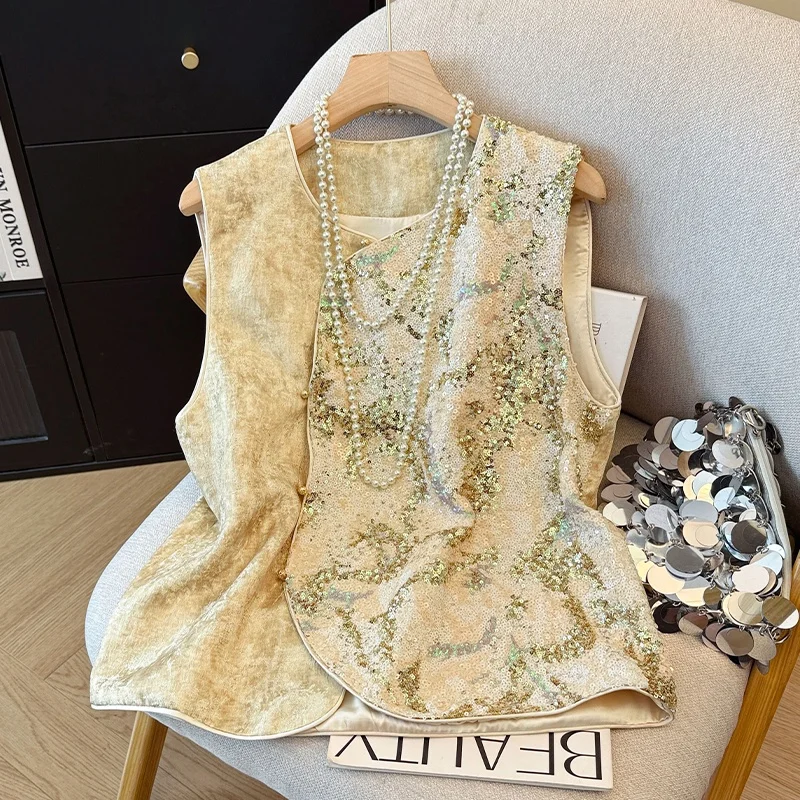 

Новая китайская осенняя женская жилетка из плотной ткани, модная вышитая верхняя одежда, стильная городская модель