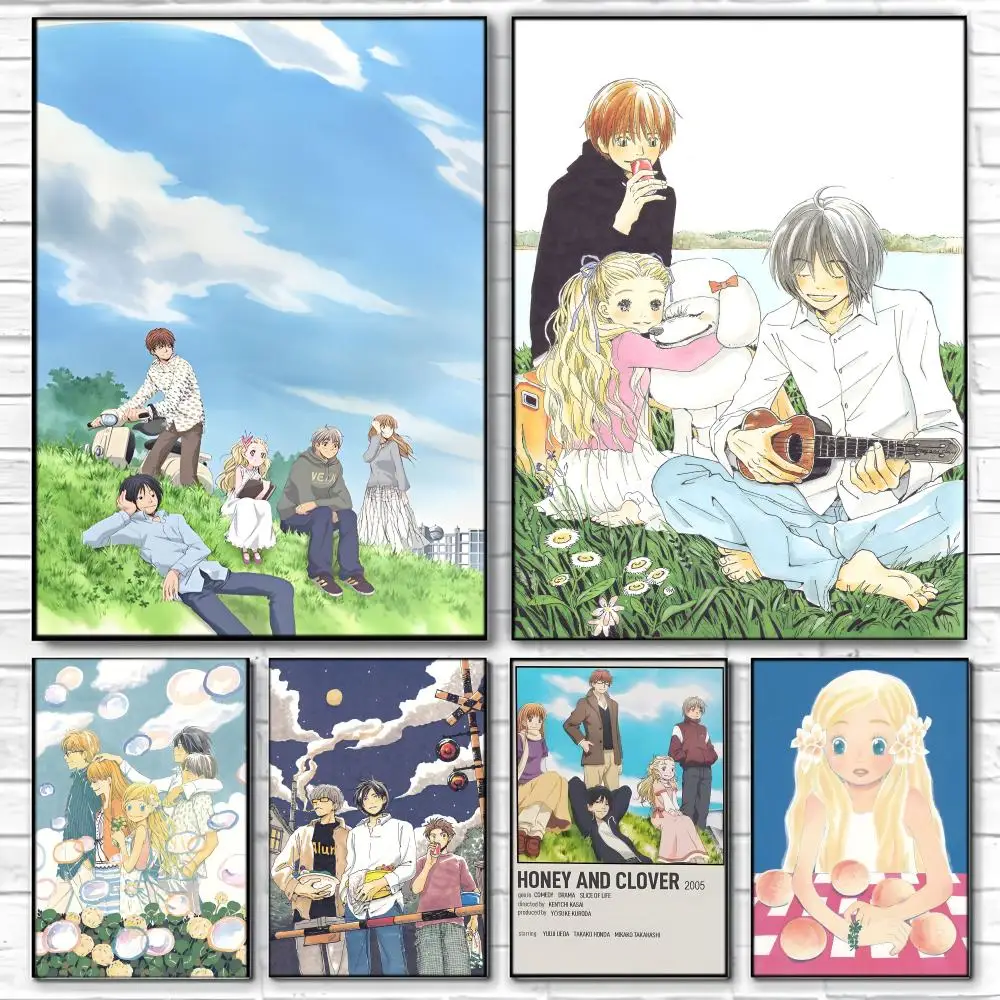 Slice of Life Anime H-Honey and Clover Poster  Self-adhesive Art Waterproof Paper Sticker Coffee House Bar Room Wall Decor