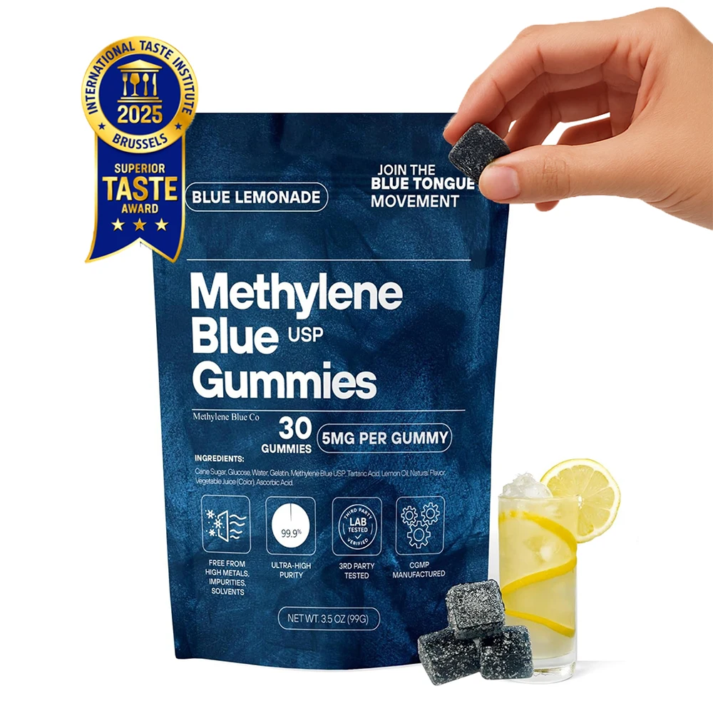 

Methylene Blue Gummies - 5mg USP Grade Vegan Methylene Blue Supplement for Cellular Health, Brain Function & Anti-Aging Support