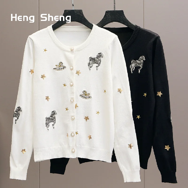 Casual Style Cardigan Early Fall New Embroidered Needle Knit Women Sweater Jacket Tops