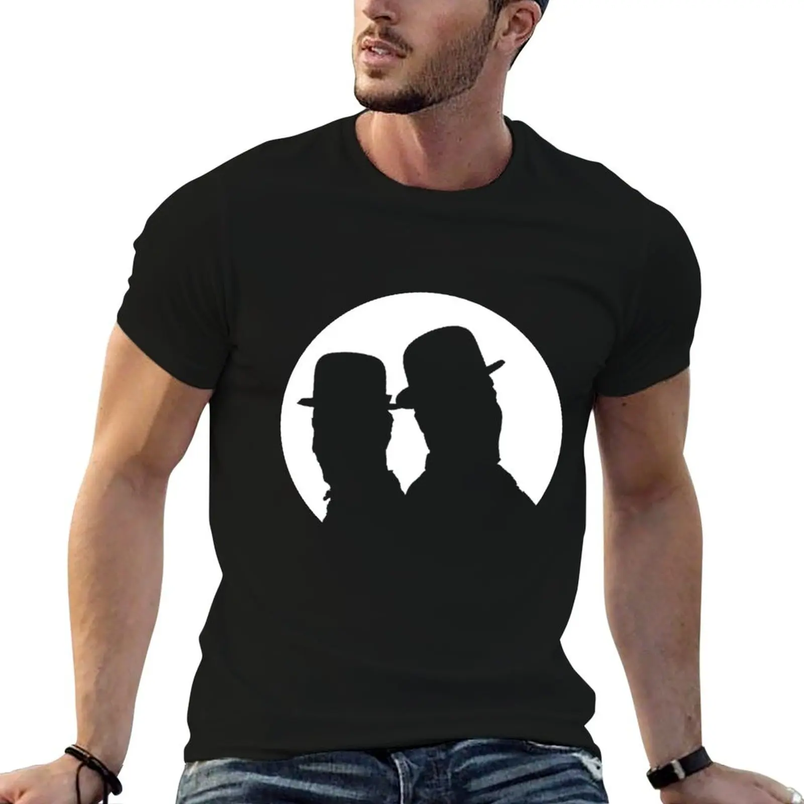 

Футболка с силуэтом Laurel and Hardy, мужские футболки, мужская футболка из 100% хлопка, футболка высокого качества из хлопка