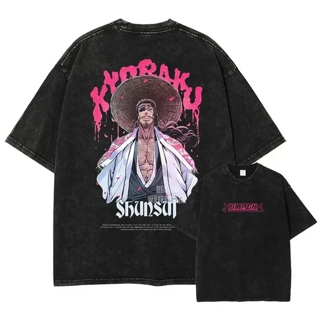 Summer BLEACH European Code Men and Women with The Same Type of Japanese Popular Anime Graphic T-shirt Men's Washing T-shirt