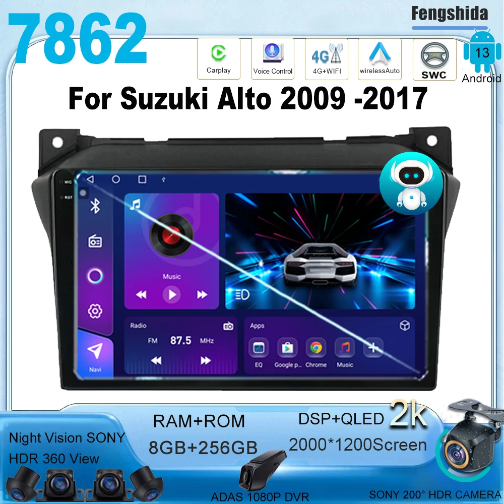 

No 2din Android 13 7862CPU For Suzuki Alto 2009 -2017 Stereo Head Unit Multimedia Player GPS Navigation QLED Screen car dvd