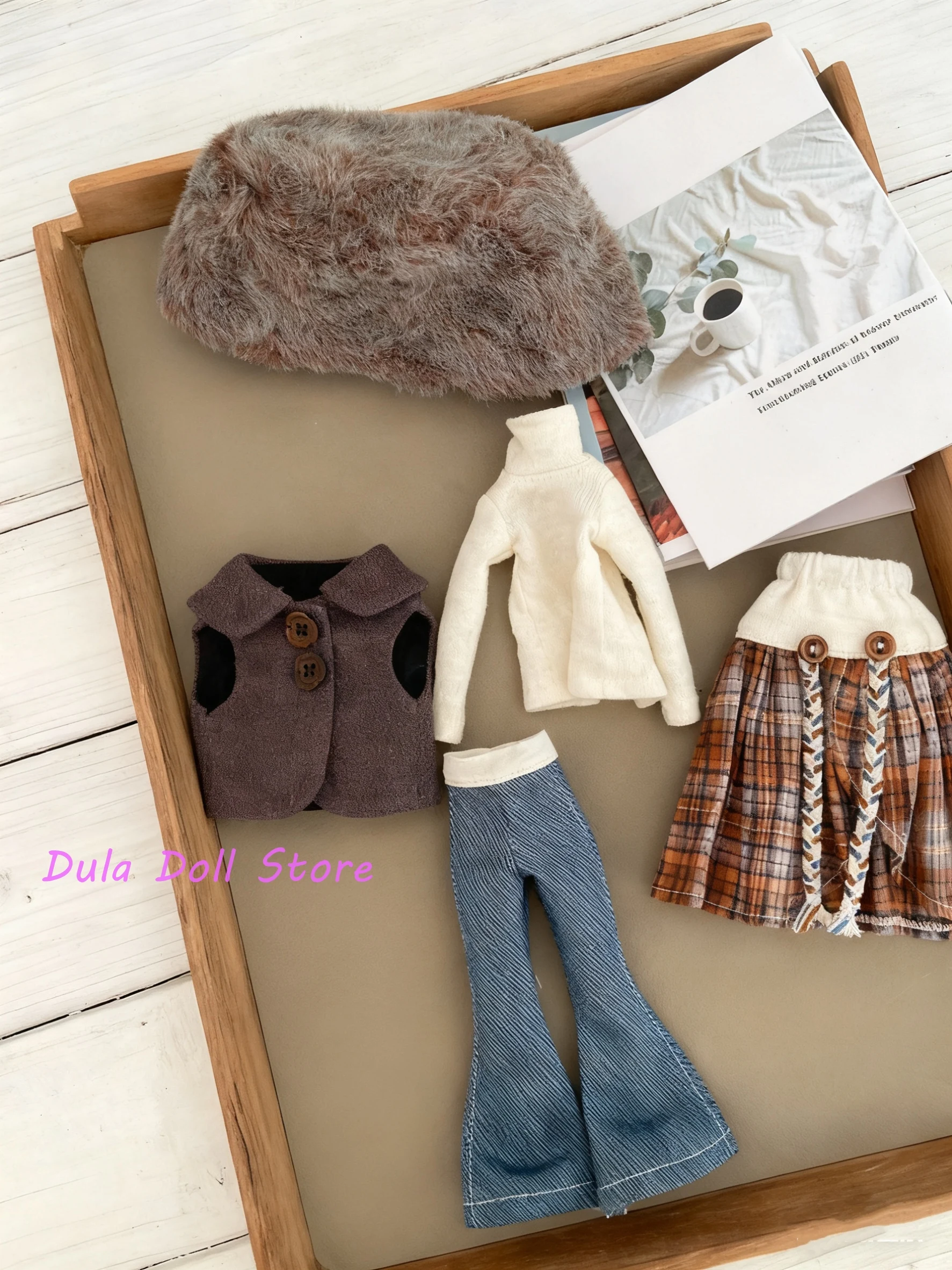 

Комплект одежды для кукол 2026 Dula: джинсовый жилет и наряд для Blythe, Landoudou, Landazz, ob24, ob22, Azone, Licca, ICY