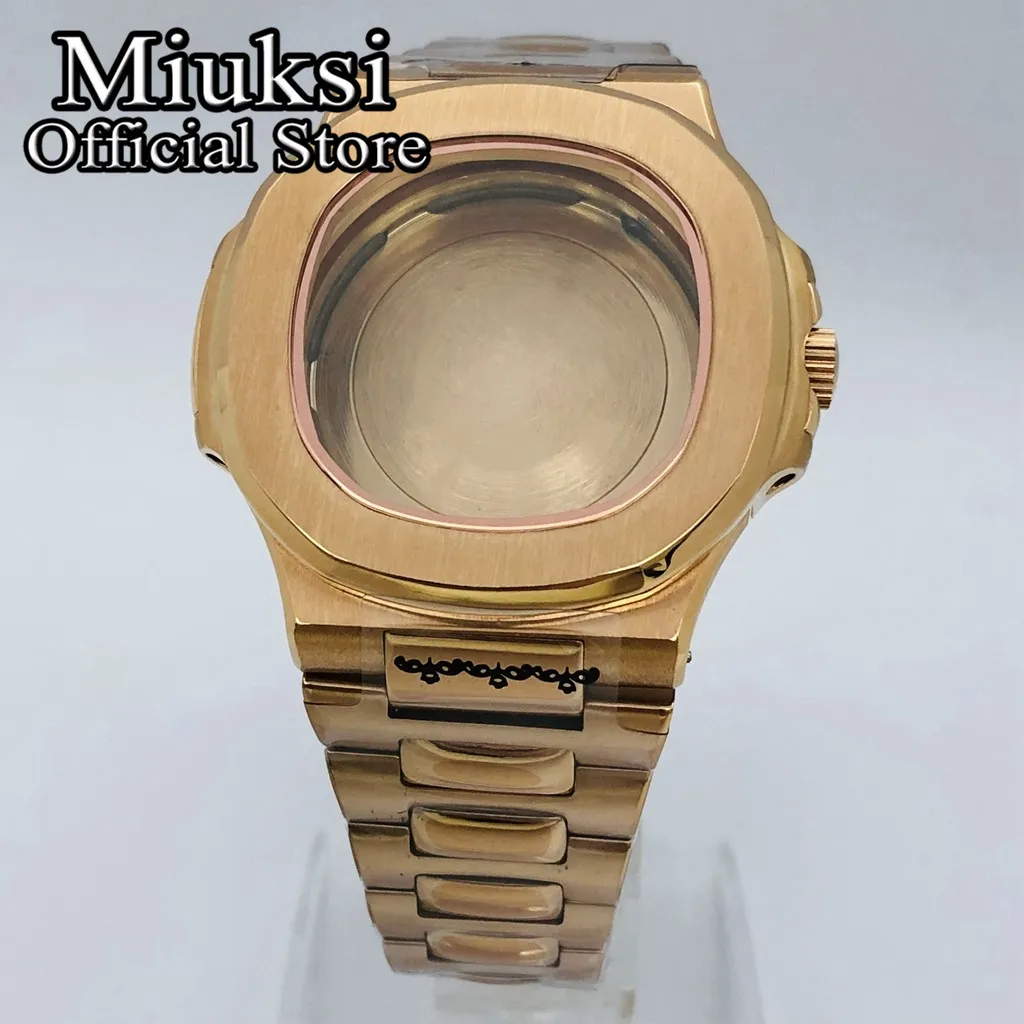 Miuksi 42mm rose gold watch case sapphire glass fit NH35 NH36 ETA2824 2836 Miyota8205 8215 PT5000 Mingzhu DG2813 3804 movement