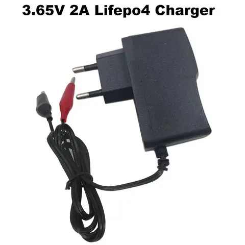3.65V 2A 리튬인산철(LiFePO4) 충전기 (3.2V 3.3V 1S 10AH 인산철 배터리 셀용) 100-240V AC 유럽 플러그 클립형