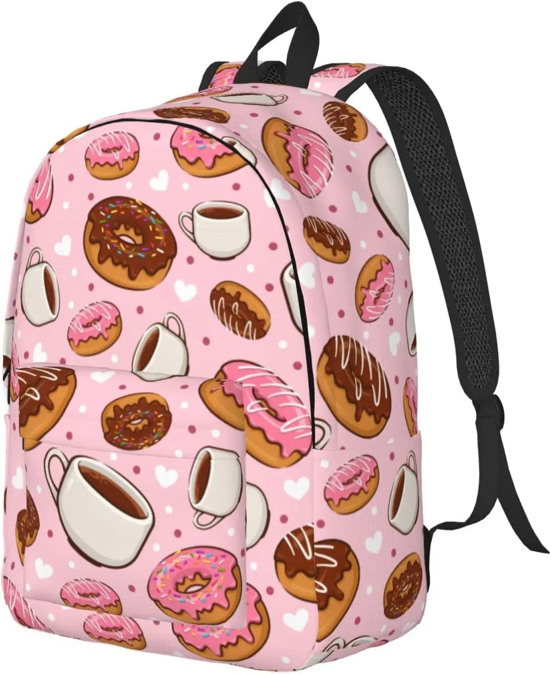 Backpack Casual Lightweight Donut And Coffee Laptop Backpack Men Women Travel Bag Outdoor Canvas Daypack