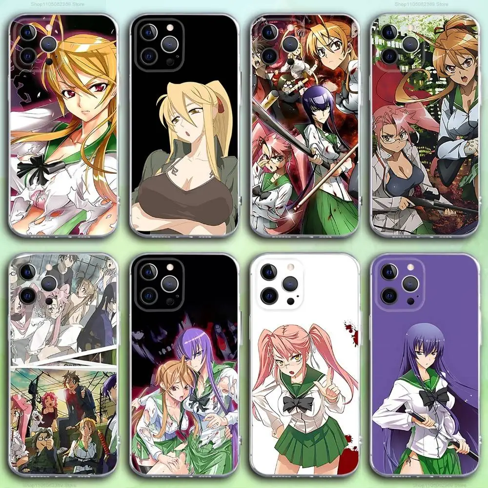 

Anime Highschool the Dead Phone Case For iPhone 17,16,15,14,13,12,11 Pro,Max,Plus,X,XS,XR,SE4,E Mini Transparent Soft Cover