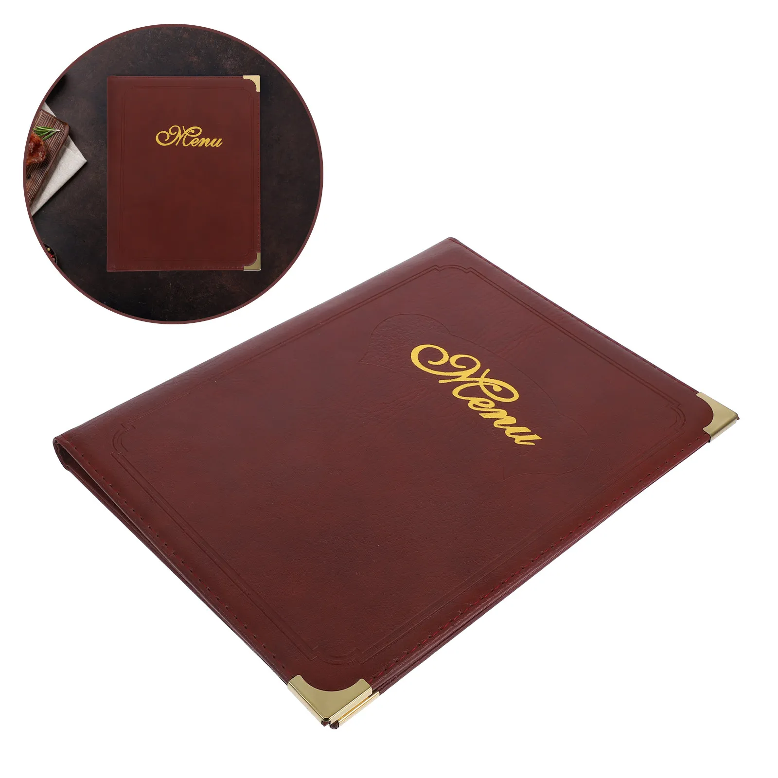 PU Menu Sleeve Cover Holder 7 Pages Restaurant Menu Protector for Cafe Hotel Bar Use Book Binder Cover Restaurant Supplies
