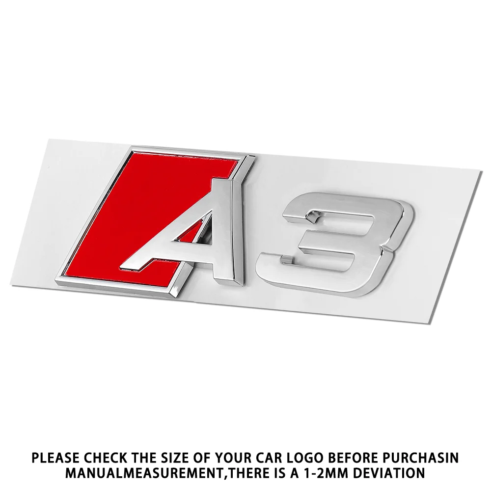1pc 3D Aluminium für AUDI A3 A4 A5 A6 A7 A8 A3+ A4+ A5+ A6+ A7+ A8+ Auto Brief Hinten Stamm Stoßstange Emblem Aufkleber Schwanz Abzeichen Aufkleber