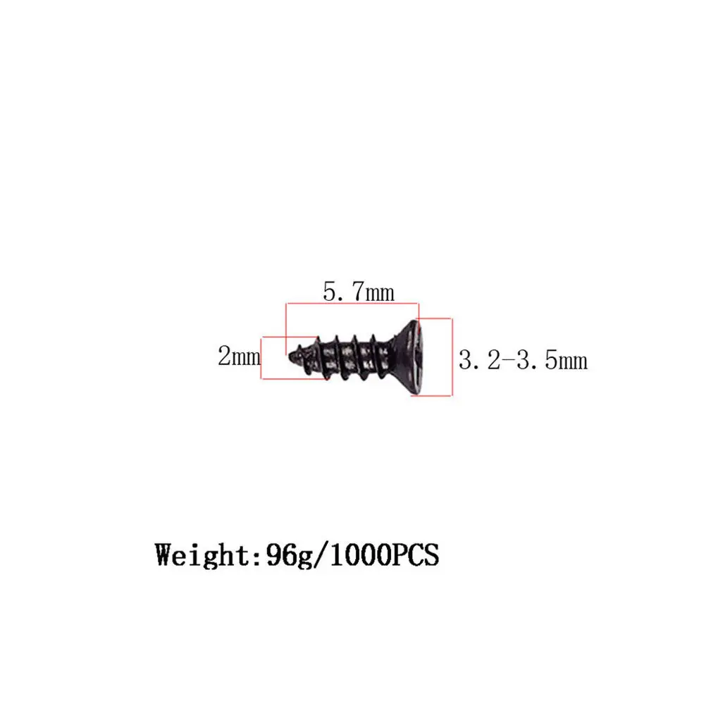 1000Pcs Pickup Screws for Guitar Pickguard Humbucker Mounting Black Iron Self-Tapping Wood Screws Machinery Buildings Auto