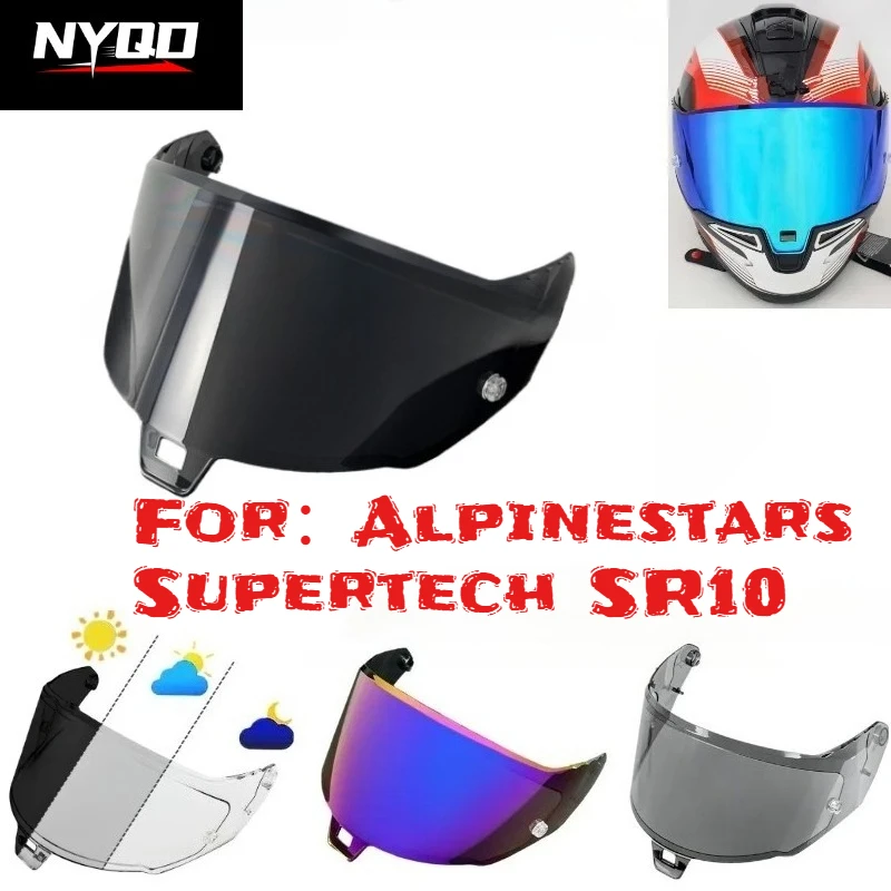 R10 Motorcycle Helmet Visor for Alpinestars Supertech R10 Helmet Lens SR10 Replacement Windshield Anti-fog Sticker Accessories