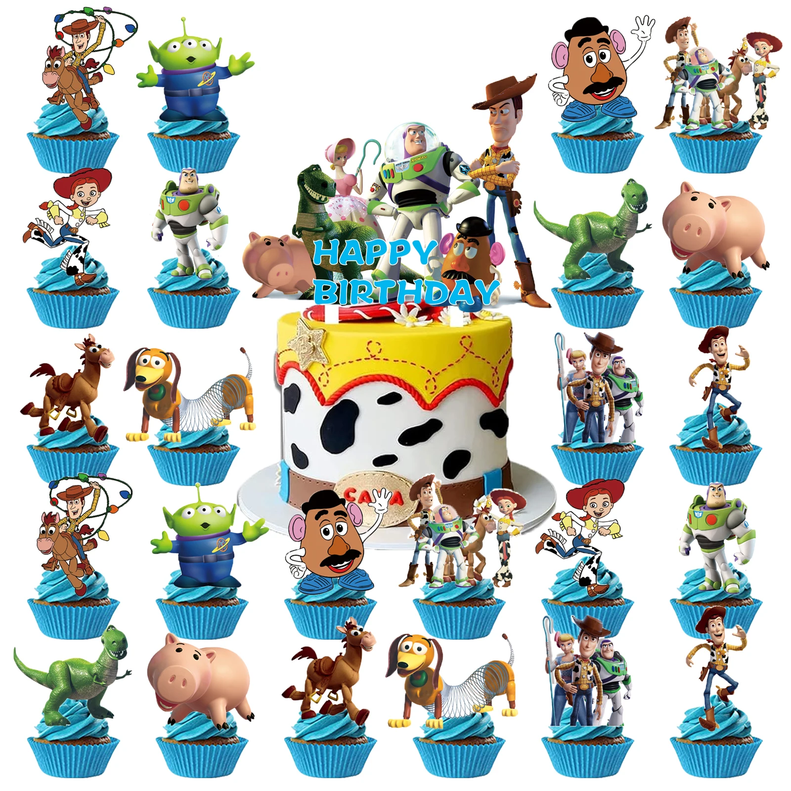 Adorno para Pastel de Toy Story, Adornos para Cupcakes, Decoraciones de Cumpleaños de Toy Story, Artículos para Fiestas Temáticas, Decoraciones para Pastel de Cumpleaños de Toy Story