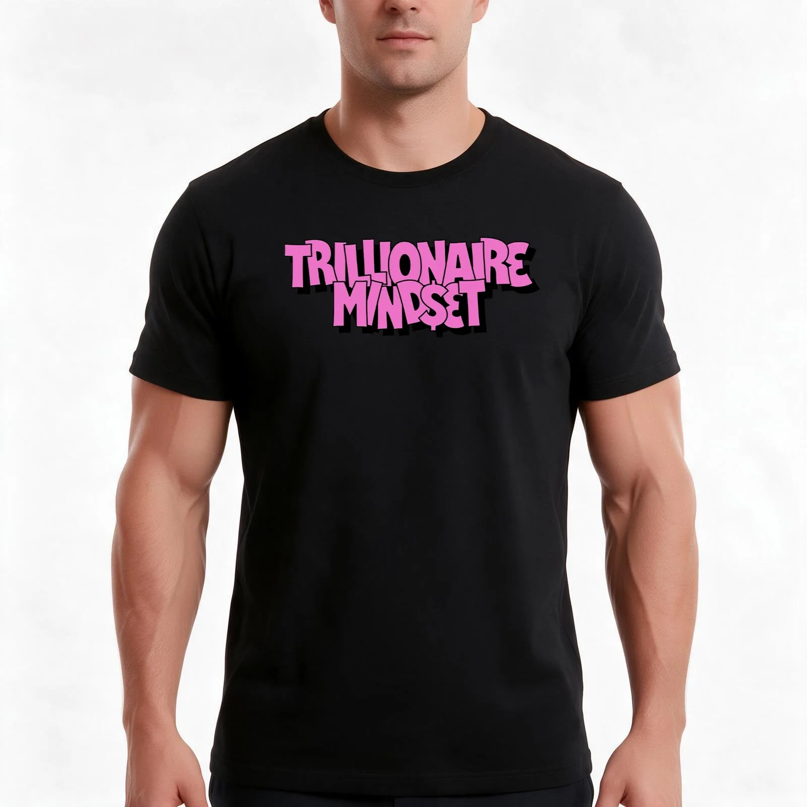 trillionaire mindset T-Shirt, Summer Casual Cotton Tee, Oversized Streetwear Tops, Vintage Graphic Print, Loose Fit Short Sleeve